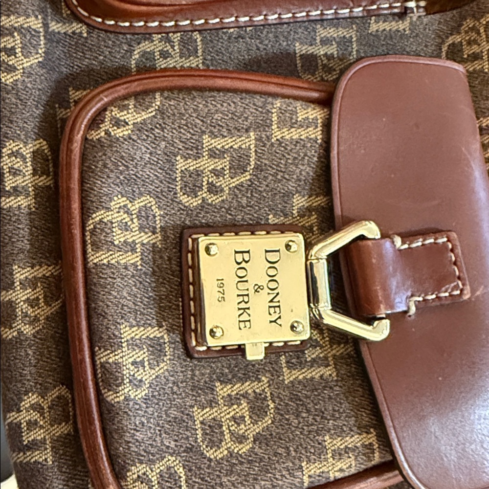 Dooney & Bourke Denim & Leather Brown Vintage Signature Monogram Anniversary Bag - Picture 11 of 11